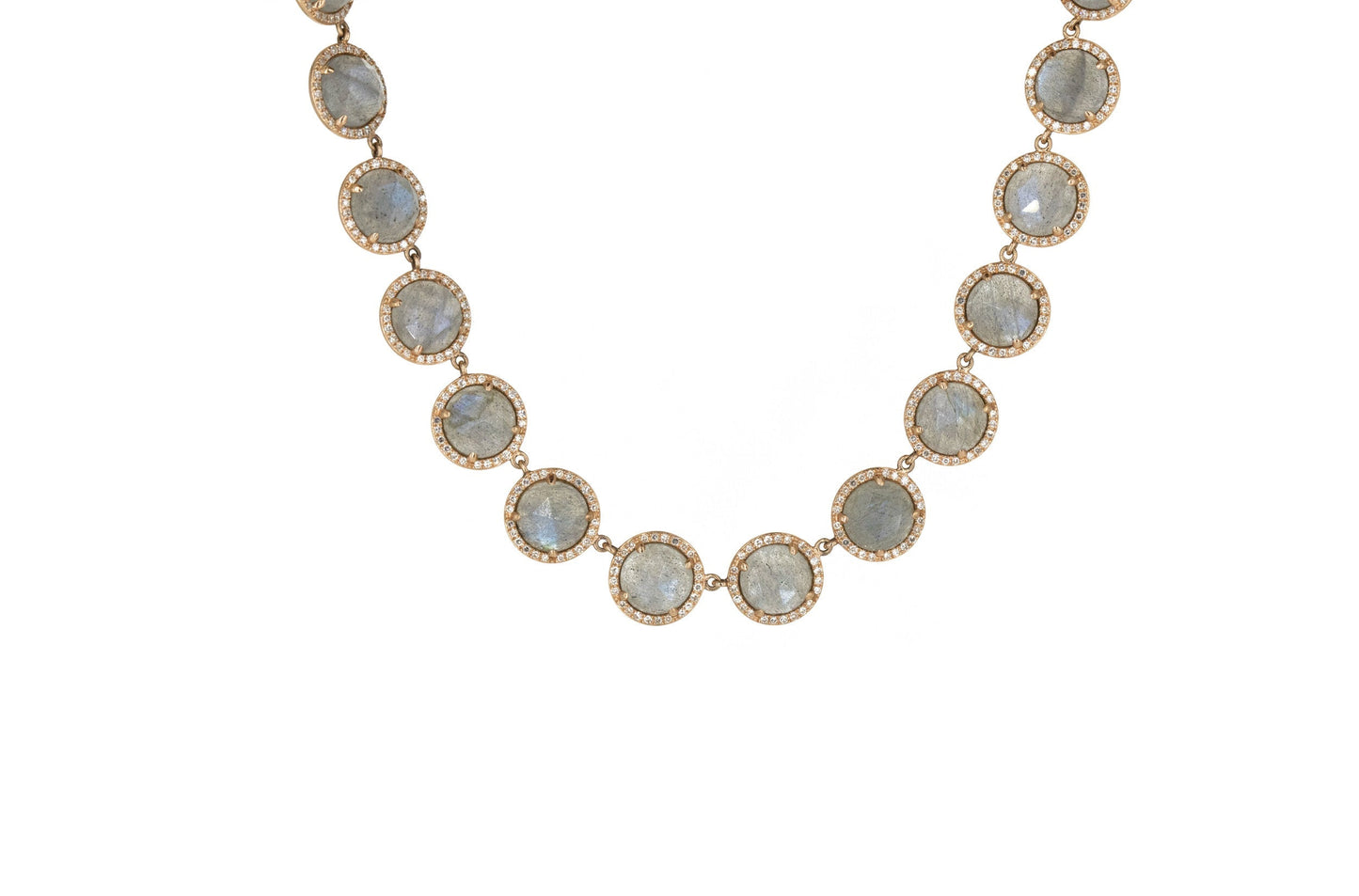 14KT Rose Gold Labradorite Diamond Necklace