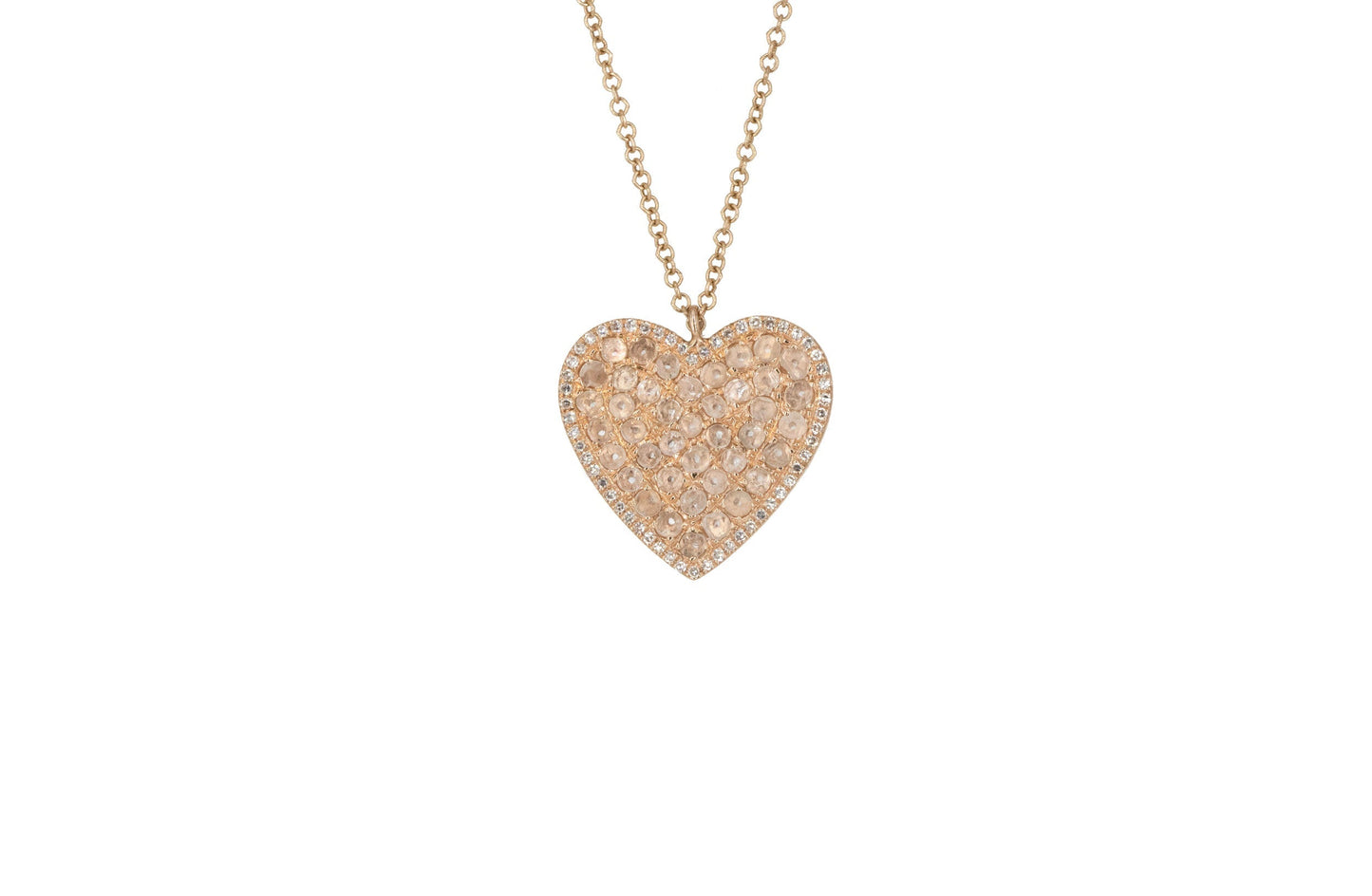 14KT Rose Gold Diamond Slice Heart Necklace