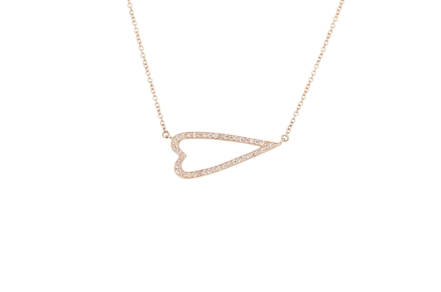 14KT Rose Gold Diamond Pave Sideways Heart