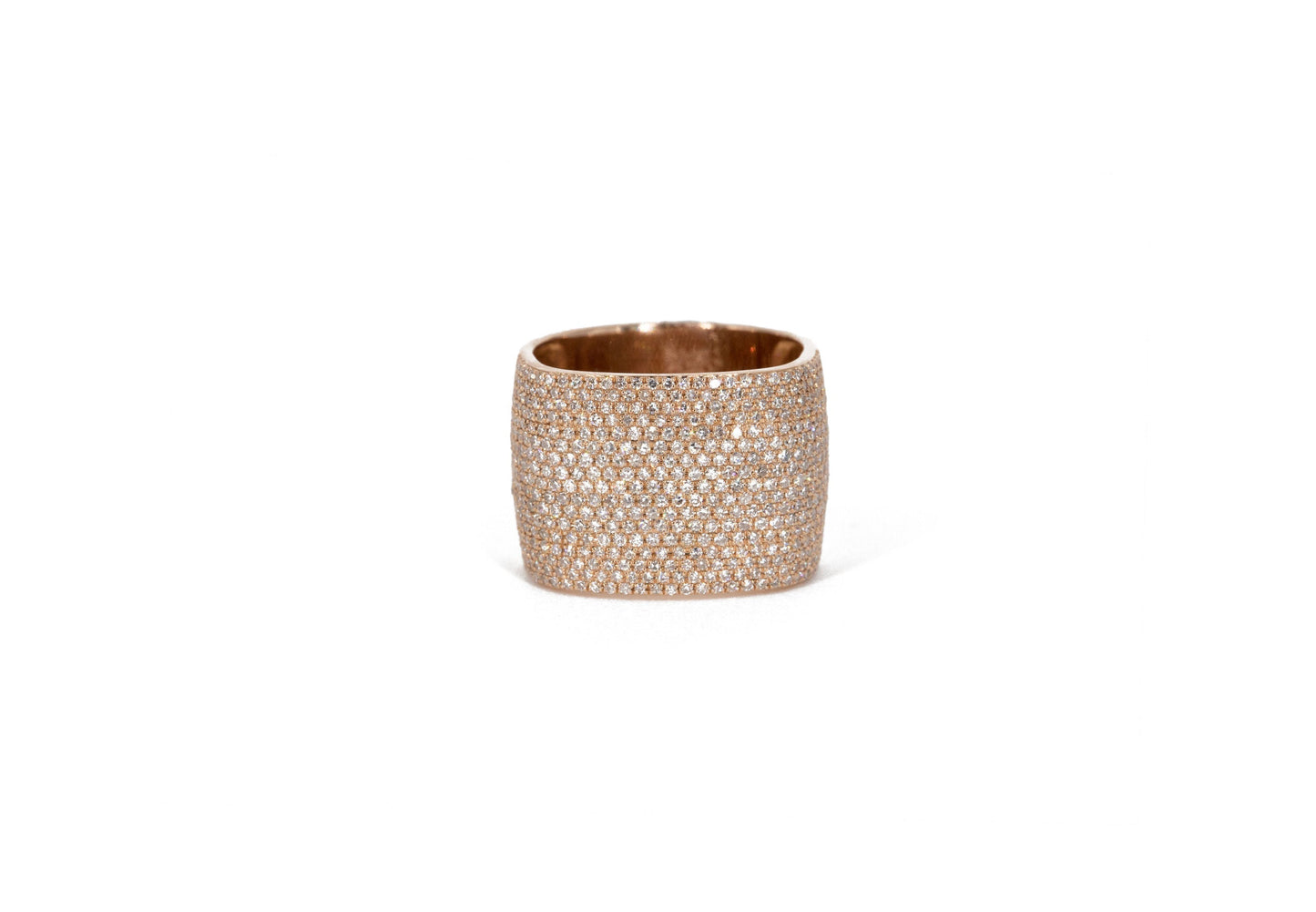 14KT Rose Gold Diamond Pave Cigar Square Cigar Band