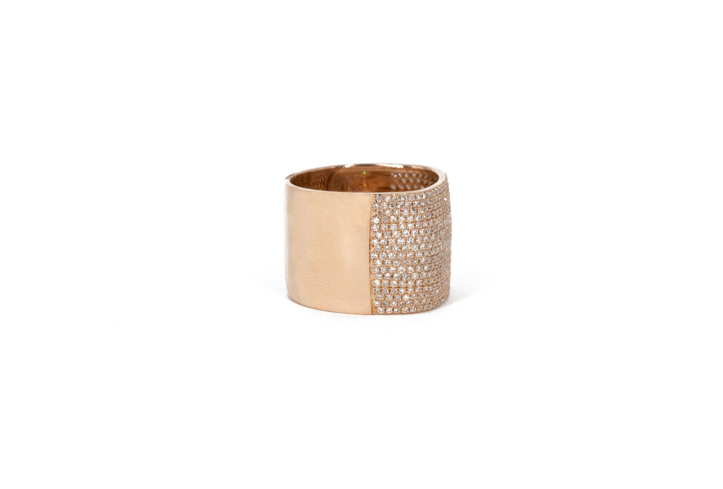 14KT Rose Gold Diamond Pave Cigar Square Cigar Band