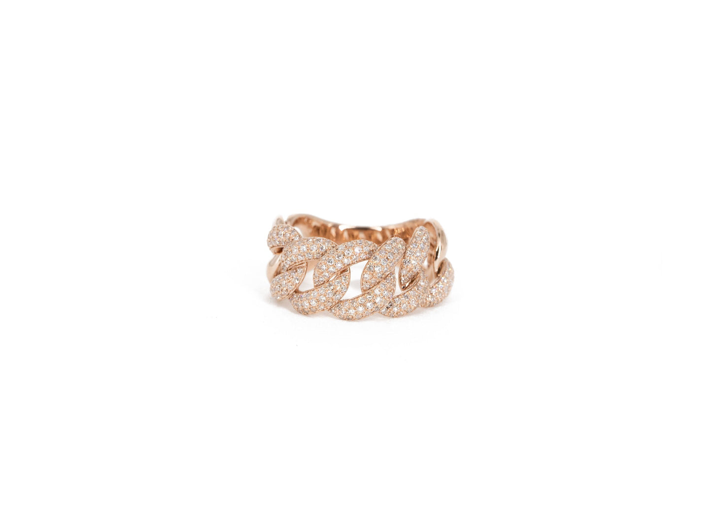 14KT Rose Gold Diamond Pave Jumbo Chain Link Ring