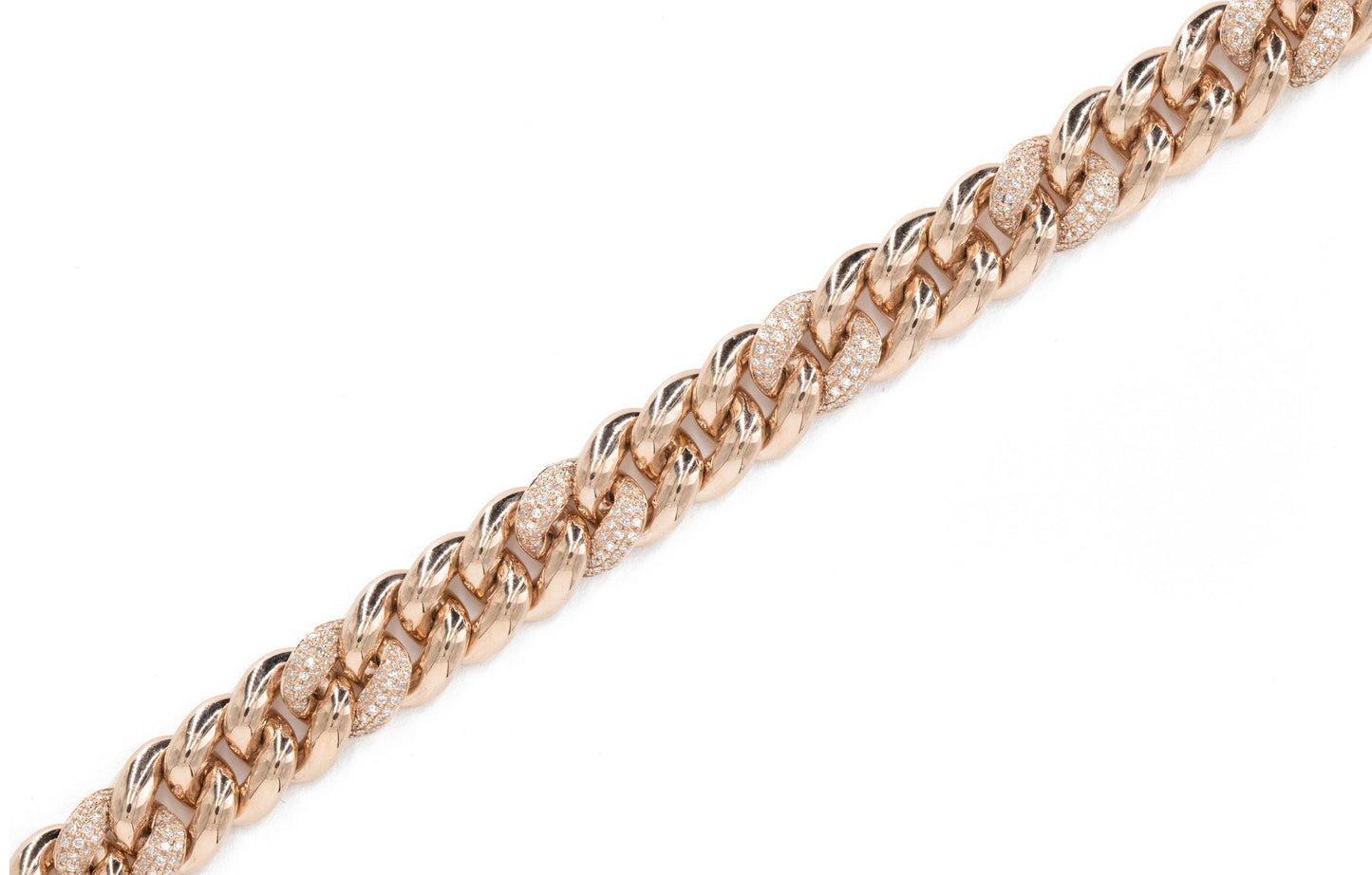14KT Rose Gold Diamond Pave Chain Link Bracelet