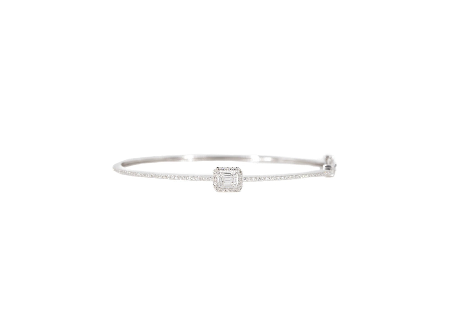 14KT Rose Gold Diamond Pave and Diamond Baguette Bangle