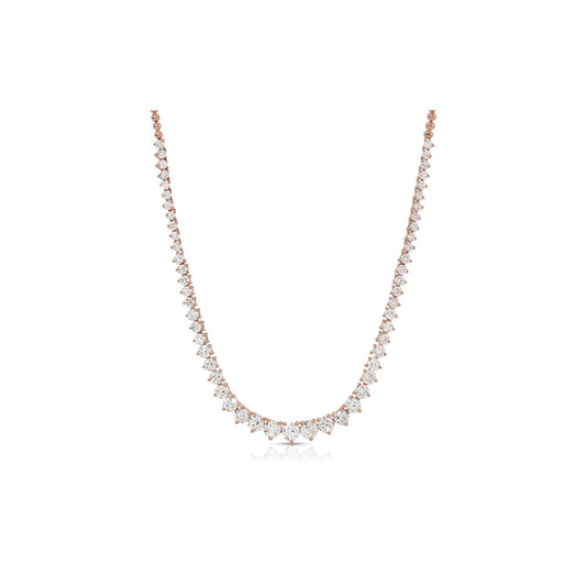 14K Rose Gold Diamond Prong Set Tennis Necklace