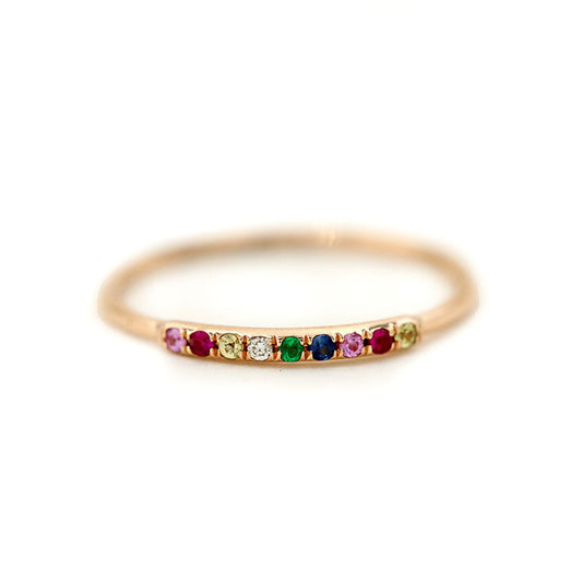 14k Rose Gold Rainbow Sapphire Band