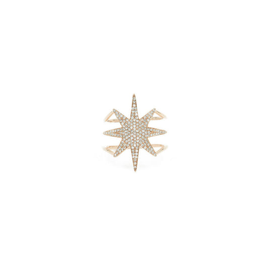 14KT Rose Gold Diamond Pave Starburst Ring
