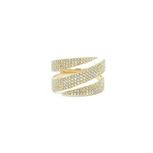 14KT Yellow Gold Diamond Pave Swirl Ring
