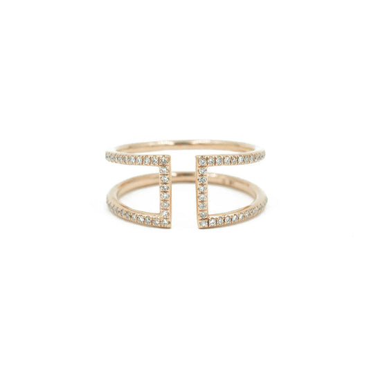 14KT Rose Gold Diamond Pave Cuff Ring