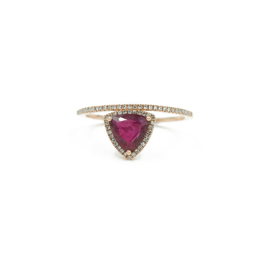 14KT Rose Gold Diamond Pave and Ruby Slice Ring