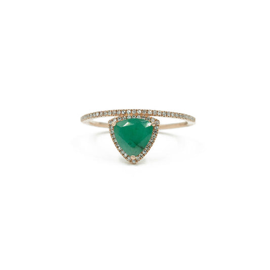 14KT Rose Gold Diamond Pave and Emerald Slice Ring
