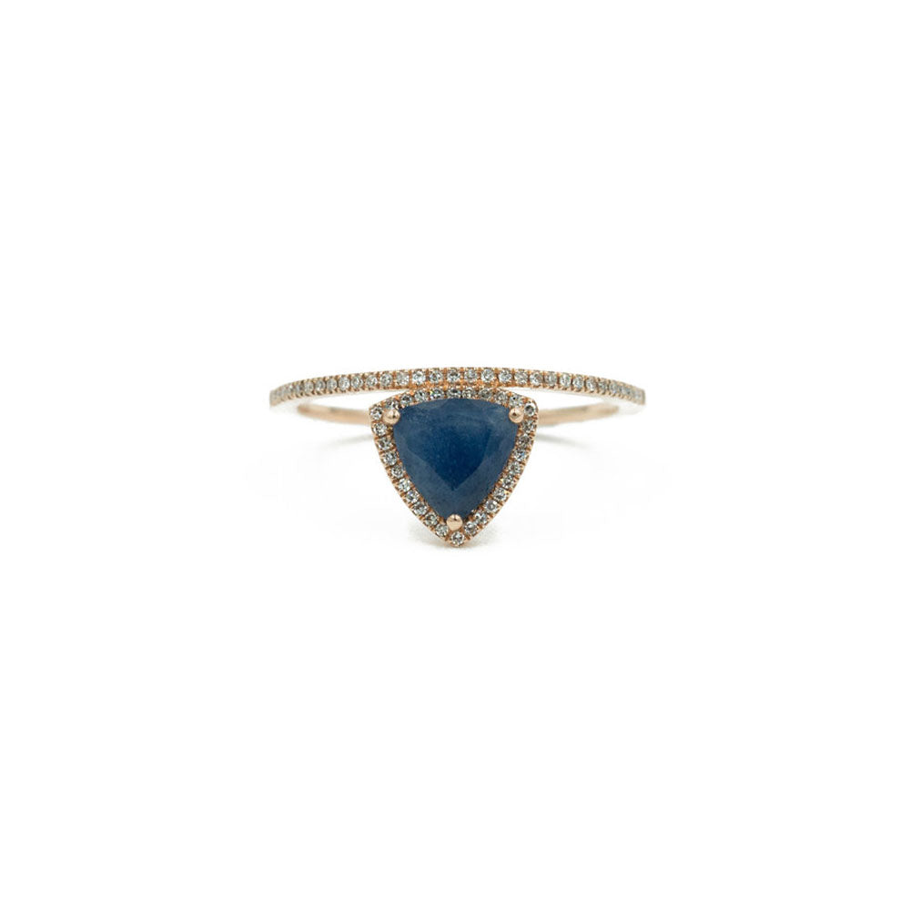 14KT Rose Gold Diamond Pave and Sapphire Slice Ring