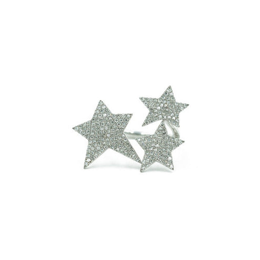 14KT Diamond Pave Triple Star Ring