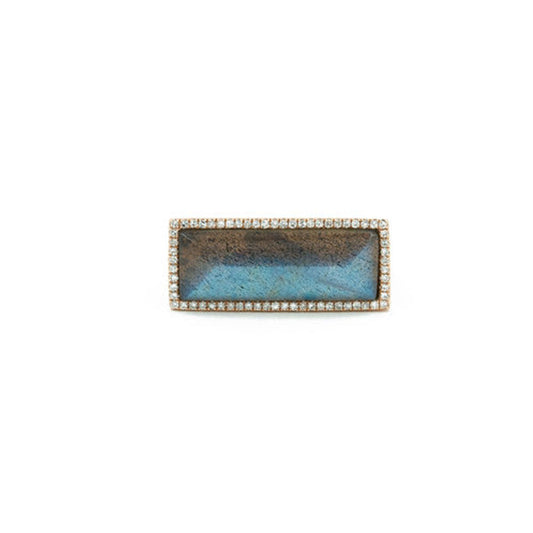 14KT Rose Gold Diamond Pave and Labradorite Ring