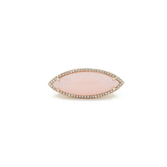 14KT Rose Gold Diamond Pave and Pink Opal Ring