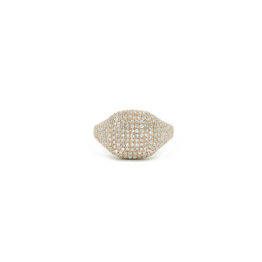 14KT Rose Gold Diamond Pave Cushion Pinky Ring