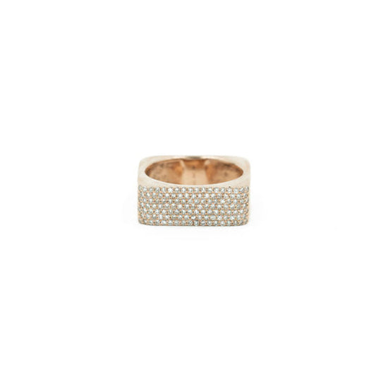 14KT Rose Gold Diamond Pave Rectangular Pinky Ring