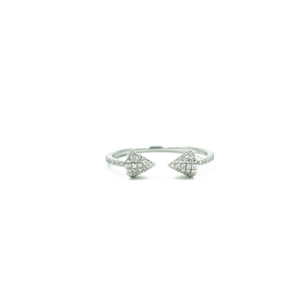 14KT White Gold Diamond Pave Spike Ring