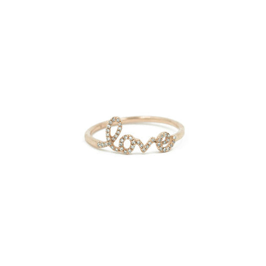 14KT Rose Gold Diamond Pave Love Ring