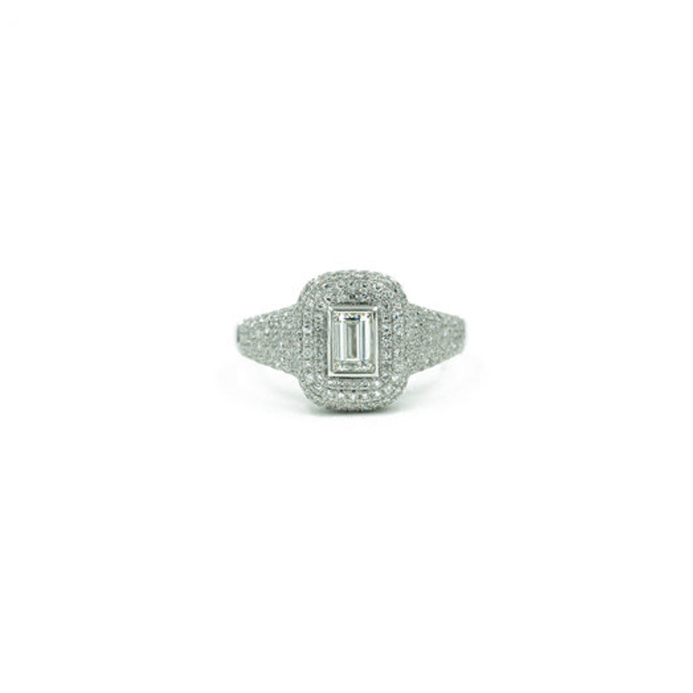 14KT White Gold Diamond Pave Ring