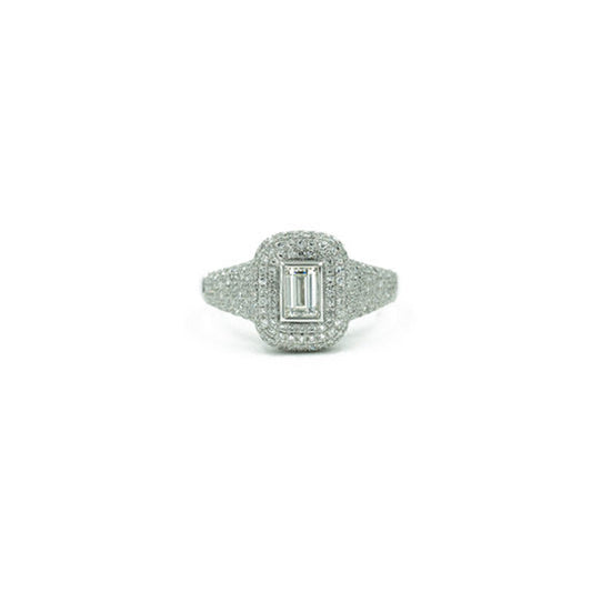 14KT White Gold Diamond Pave Ring