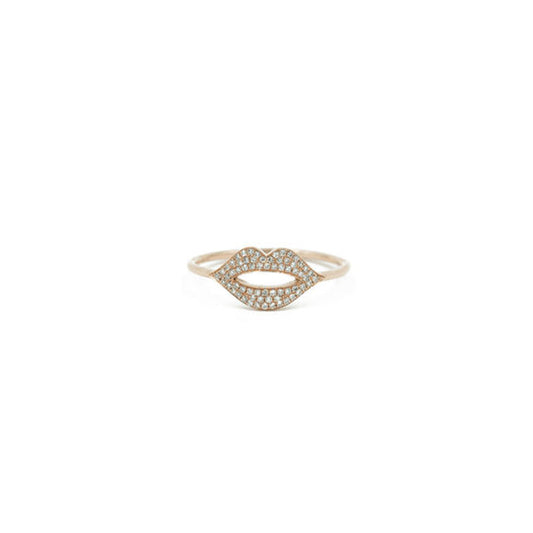 14KT Rose Gold Diamond Pave Lip Ring