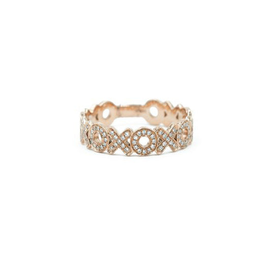 14KT Rose Gold Diamond Pave XOXO Band