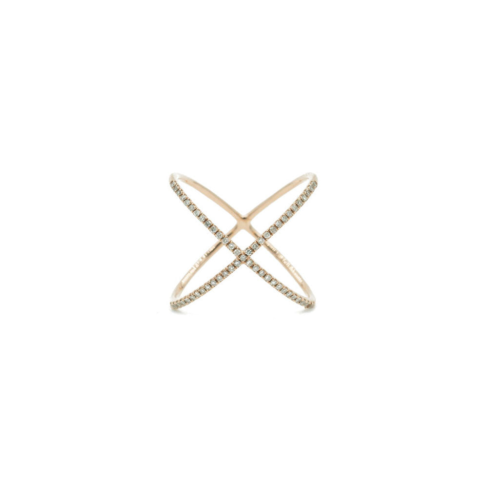 14KT Yellow Gold Diamond X Ring
