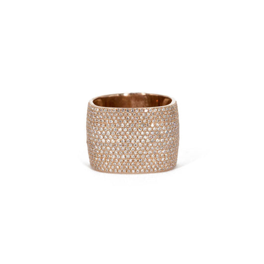 14KT Rose Gold Diamond Pave Cigar Square Cigar Band