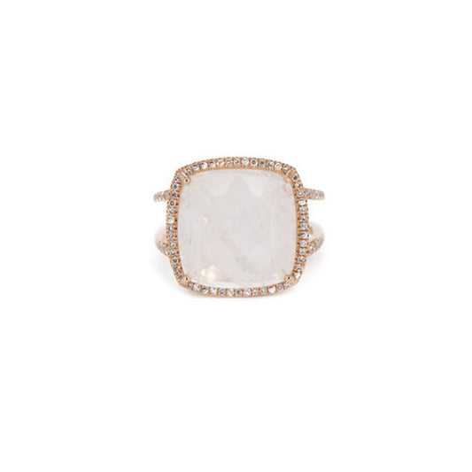 14KT Rose Gold Diamond Pave and Moonstone Ring