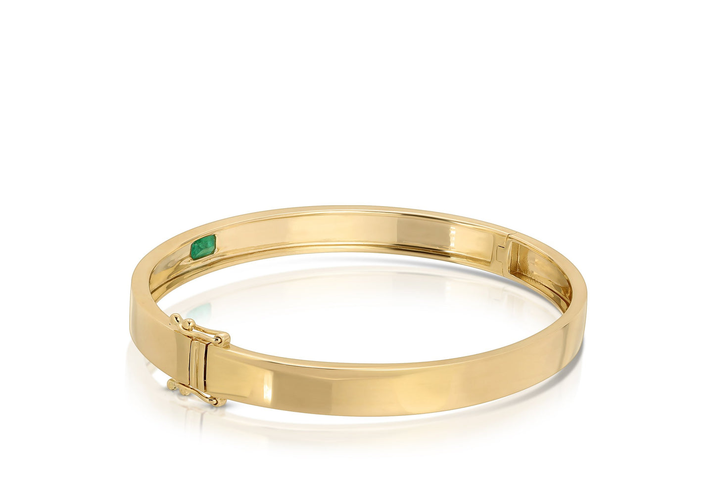 14K Yellow and Emerald Bangle