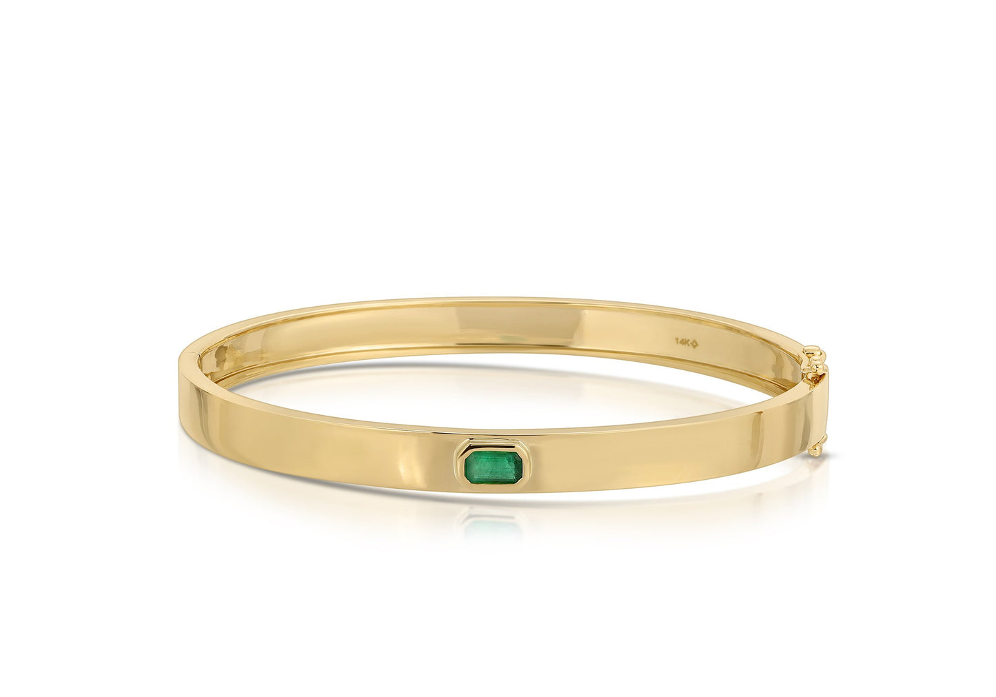 14K Yellow and Emerald Bangle