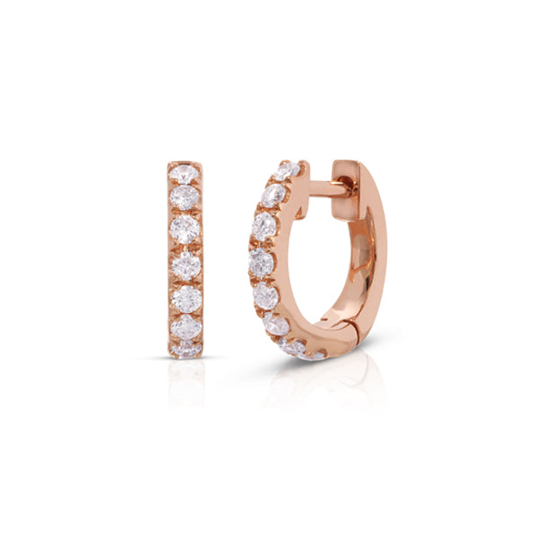 14K Rose Gold Diamond Huggy Bezel Set