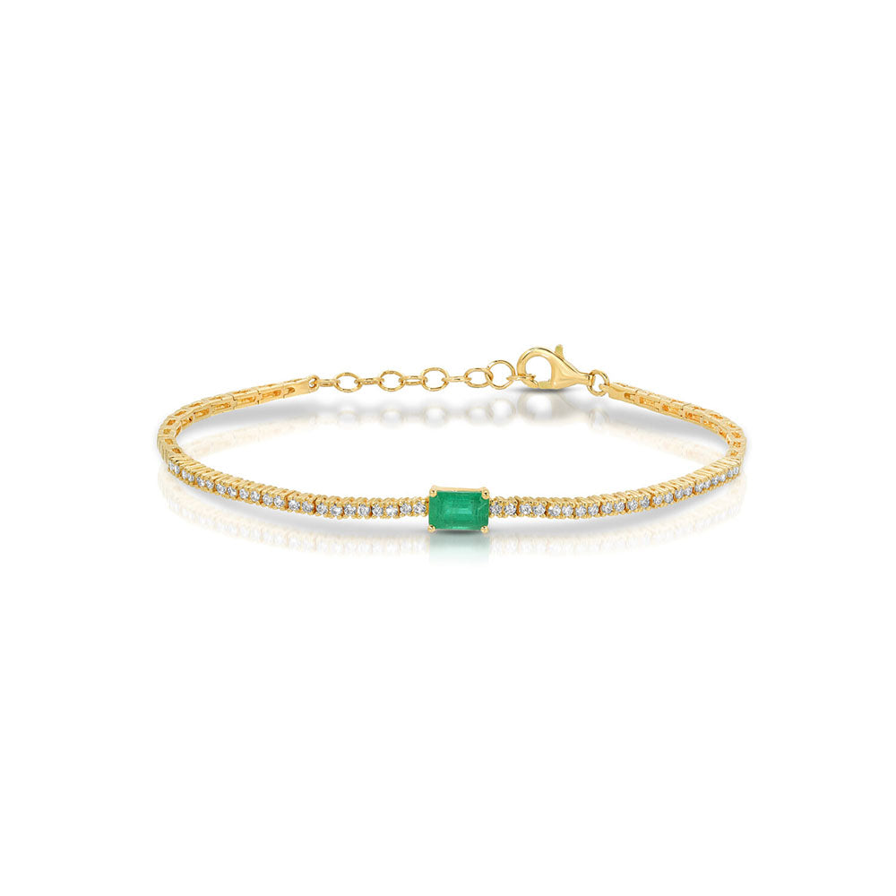 14K Yellow Gold Diamond and Emerald Bracelet