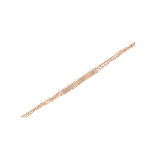 14KT Rose Gold Engraveable Bracelet with Diamond on Multiple Rows of Chain