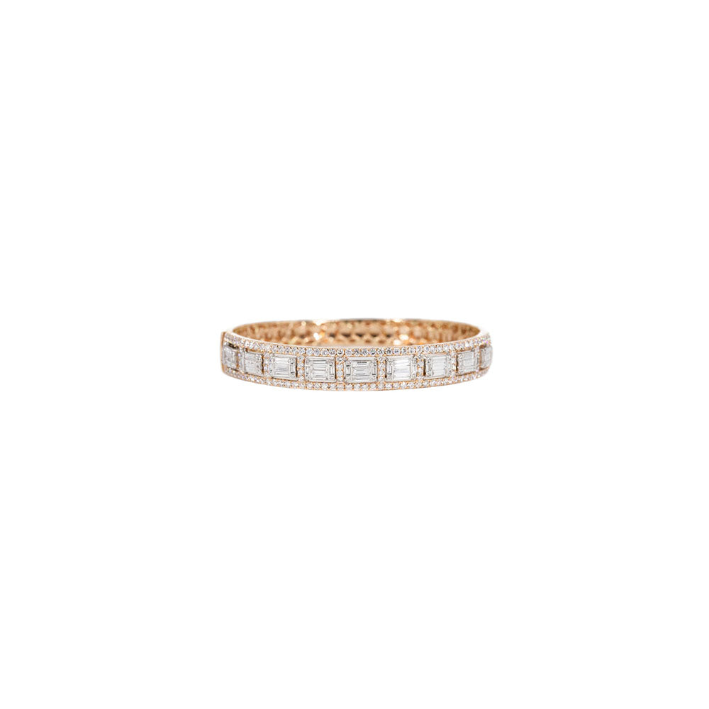 18KT Diamond Pave and Emerald Shape Baguettes Cuff