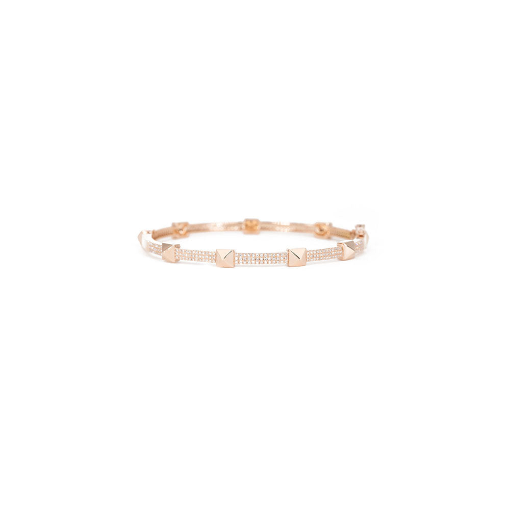 14KT Rose Gold and Diamond Pave Pyramid Bracelet