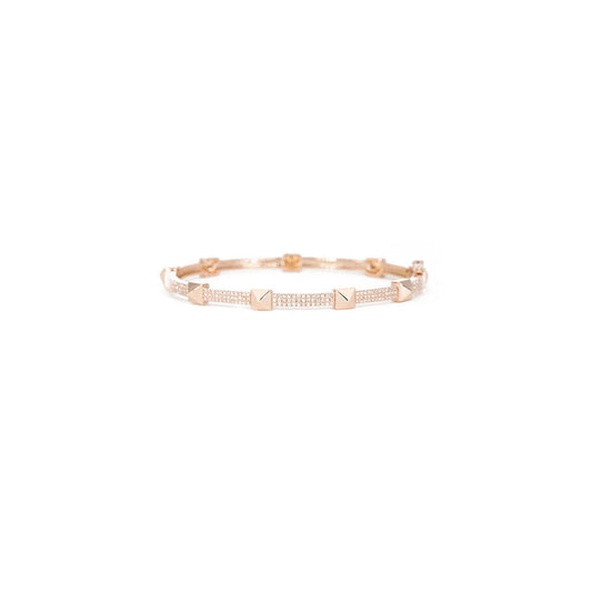 14KT Rose Gold and Diamond Pave Pyramid Bracelet