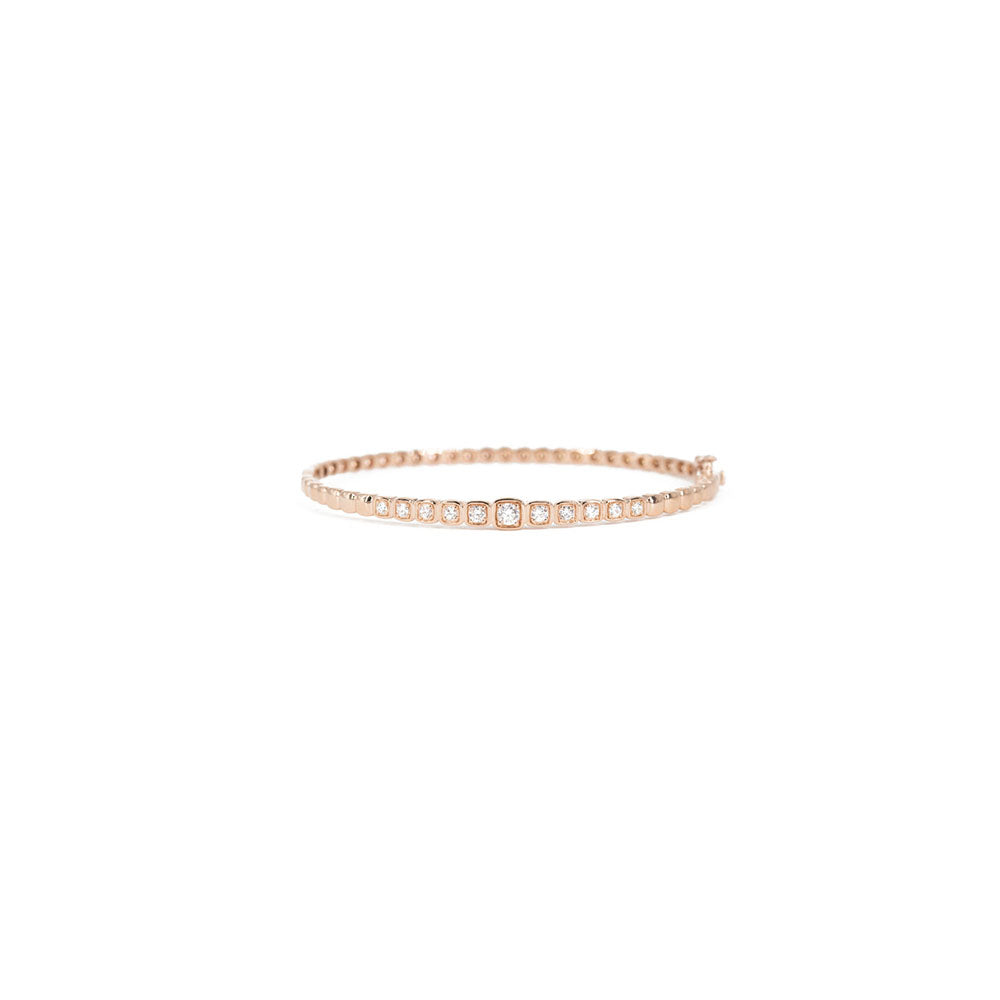 14KT Rose Gold Diamond Square Bezel set Bracelet
