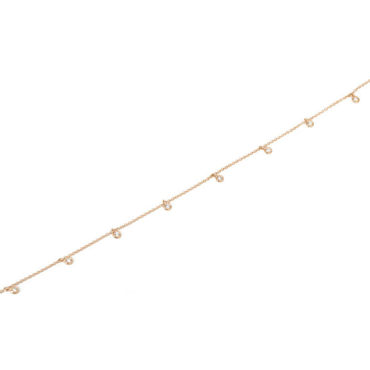 14KT Rose Gold Dangling Diamond Anklet