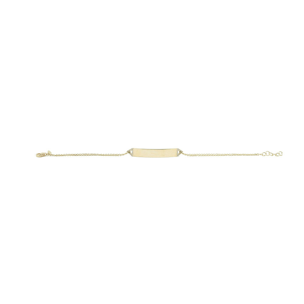 14KT Yellow Gold ID Bracelet with Diamond Pave Triangles
