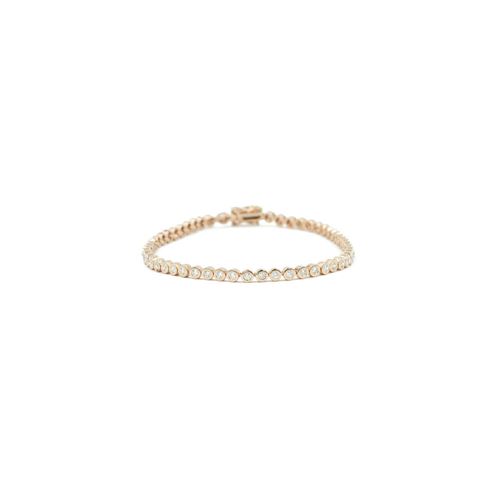 14KT Rose Gold Diamond Bezel Set Tennis Bracelet