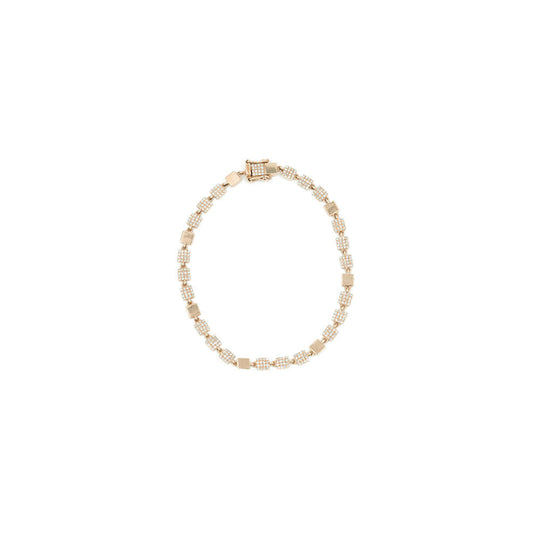 14KT Rose Gold Diamond Pave Square and Gold Square Bracelet