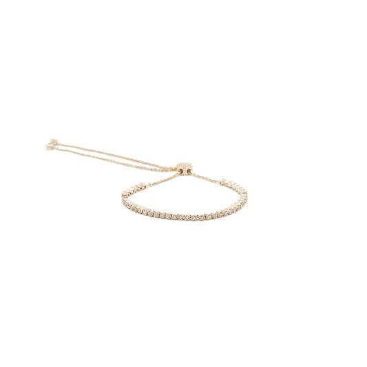 14KT Rose Gold Diamond Bezel Set Tennis Bracelet on Adjustable Chain