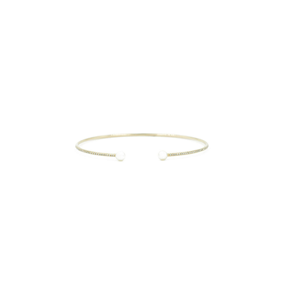 14KT Yellow Gold Diamond Pave Pearl Cuff