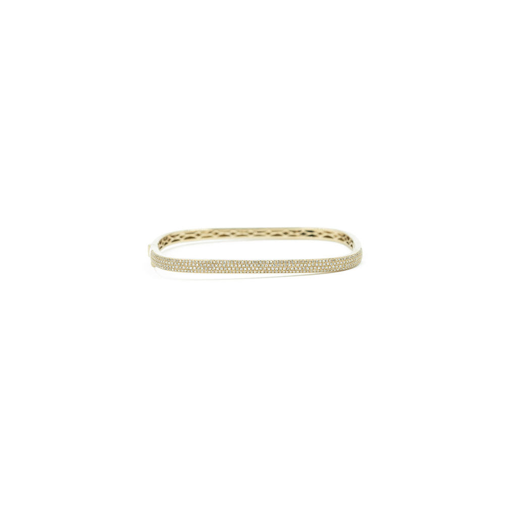 14KT Yellow Gold Diamond Pave Square Bangle