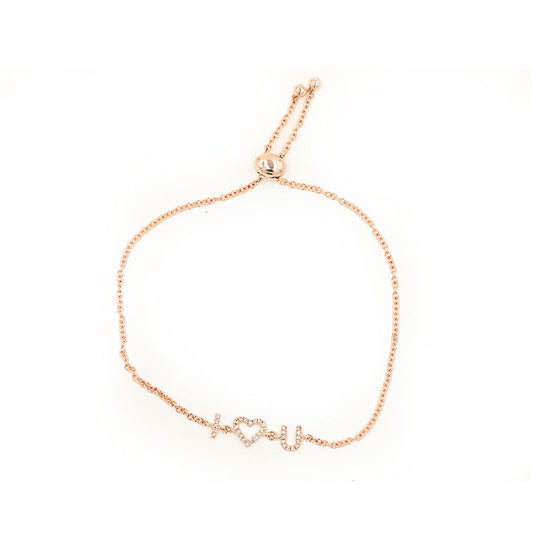 14k Rose Gold I Heart You Bracelet