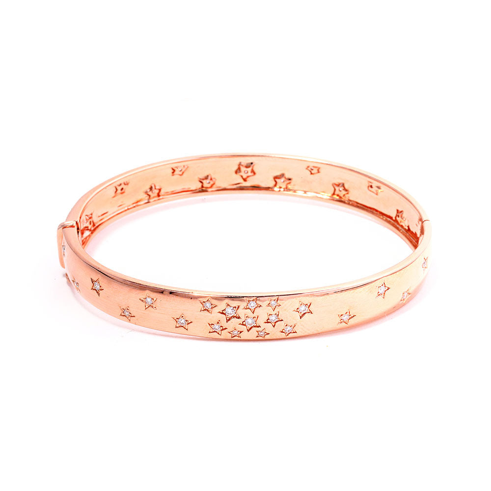 14K Rose Gold and Multiple Diamond Stars Bracelet