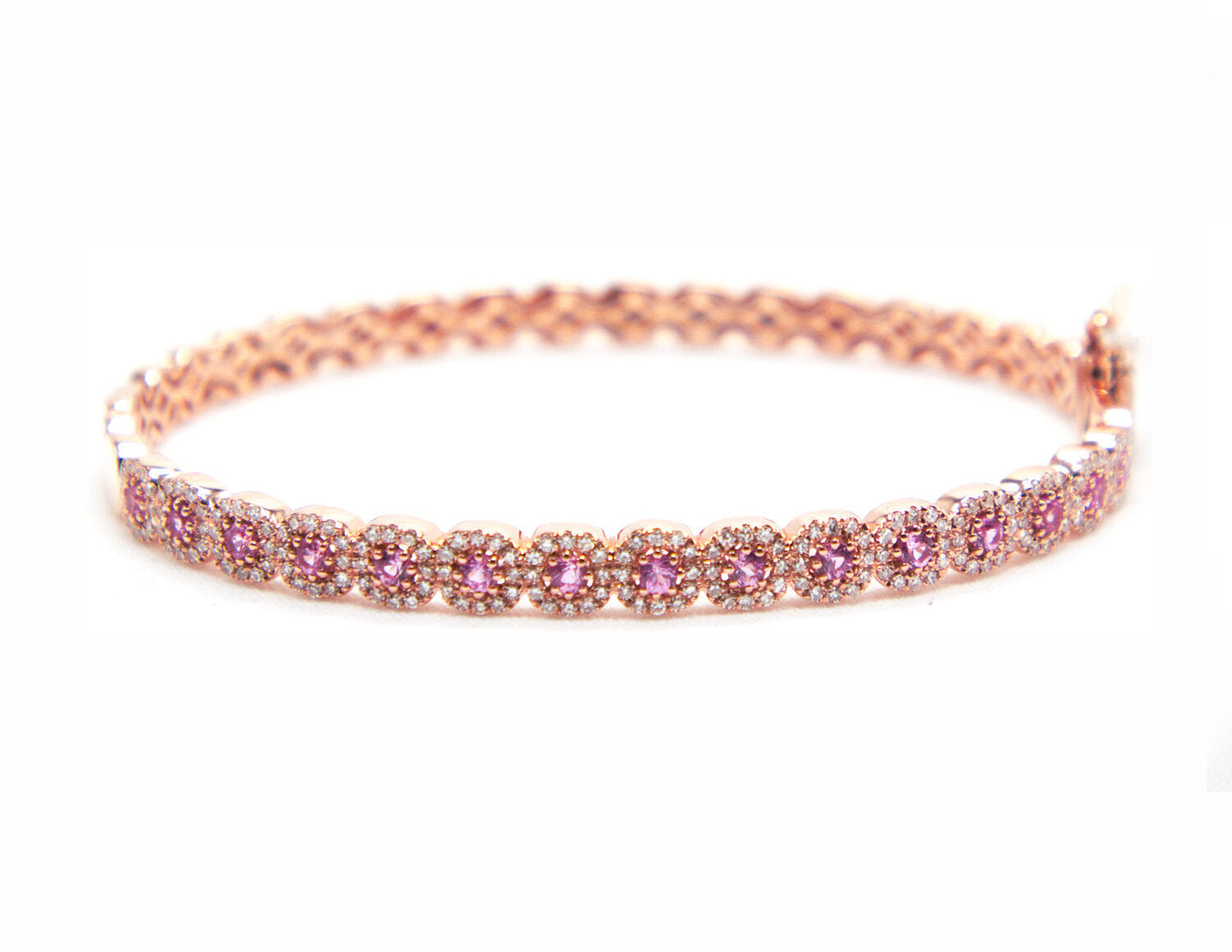 14k Rose Gold, Pink Sapphire and Diamond Bracelet