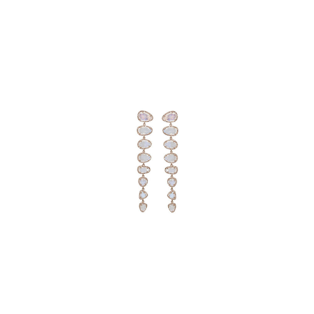 14KT Rose Gold Moonstone Slice Straight Line Earrings